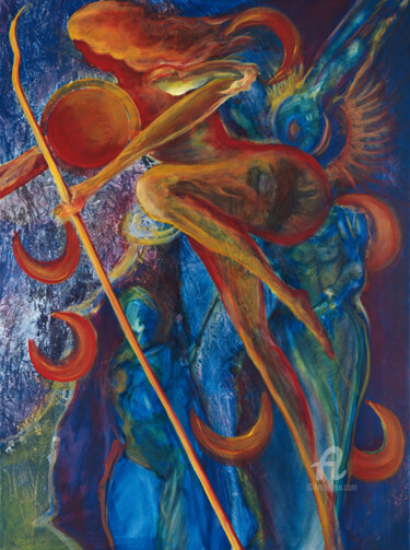 Malerei mit dem Titel "Der Himmelswanderer" von Erich Kraft, Original-Kunstwerk, Öl