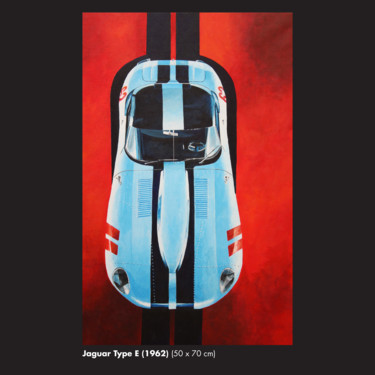 Schilderij getiteld "Jaguar Type E 1962" door Eric Hardy, Origineel Kunstwerk, Acryl