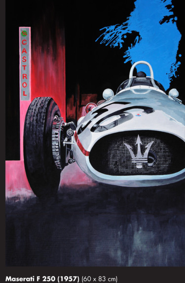 绘画 标题为“Maserati F 250 1957” 由Eric Hardy, 原创艺术品, 丙烯