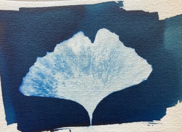 Fotografia zatytułowany „cyanotype de ginkgo…” autorstwa Erick Philippe (eikioo), Oryginalna praca, Fotografia nie manipulow…