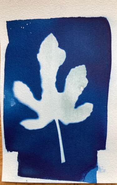 Fotografía titulada "cyanotype feuille d…" por Erick Philippe (eikioo), Obra de arte original, Fotografía no manipulada