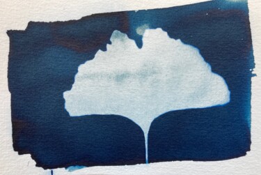 Fotografie mit dem Titel "cyanotype feuille d…" von Erick Philippe (eikioo), Original-Kunstwerk, Nicht bearbeitete Fotografie