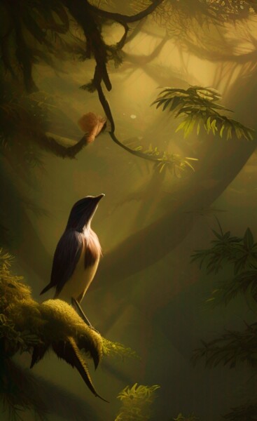 Arts numériques intitulée "a bird in the fores…" par Erick Philippe (eikioo), Œuvre d'art originale, Travail numérique 2D