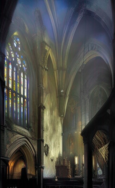 Digital Arts titled "église médiévale (m…" by Erick Philippe (eikioo), Original Artwork, 2D Digital Work