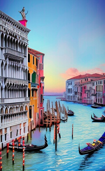 Arts numériques intitulée "Venise (829)" par Erick Philippe (eikioo), Œuvre d'art originale, Image générée par l'IA