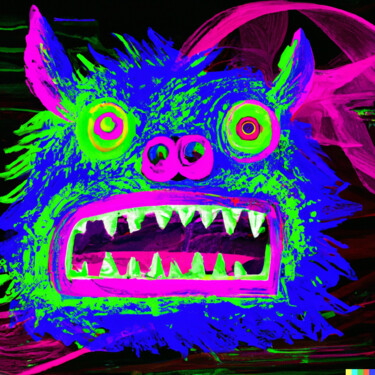 Arts numériques intitulée "le monstre fluo" par Erick Philippe (eikioo), Œuvre d'art originale, Image générée par l'IA