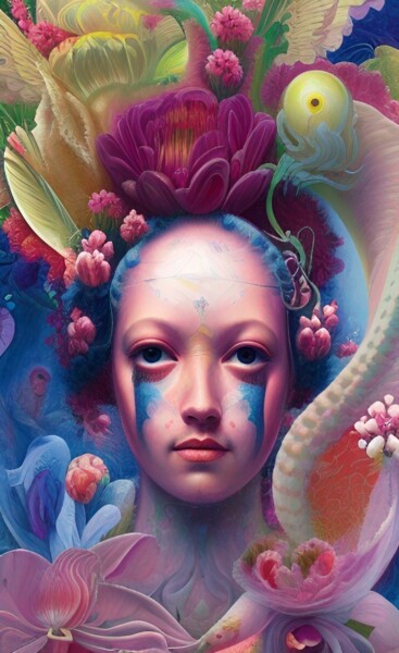 Arts numériques intitulée "la fée des fleurs" par Erick Philippe (eikioo), Œuvre d'art originale, Image générée par l'IA