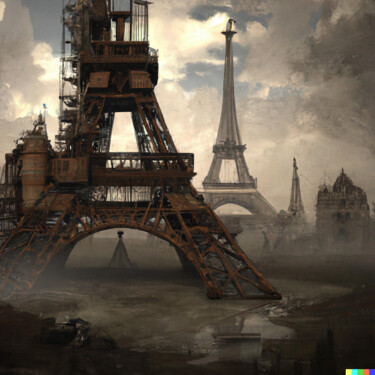 Arte digitale intitolato "Tour Eiffel uchroni…" da Erick Philippe (eikioo), Opera d'arte originale, Lavoro digitale 2D