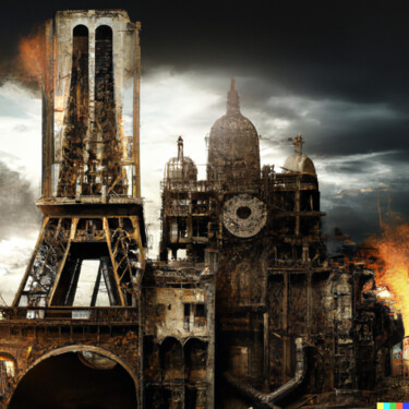 Digital Arts titled "Paris uchronique" by Erick Philippe (eikioo), Original Artwork, 2D Digital Work