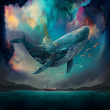 Цифровое искусство под названием "la baleine dans le…" - Erick Philippe (eikioo), Подлинное произведение искусства, Изображе…