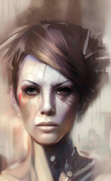 Arts numériques intitulée "portrait de femme (…" par Erick Philippe (eikioo), Œuvre d'art originale, Image générée par l'IA