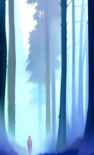 Arts numériques intitulée "seul dans la forêt" par Erick Philippe (eikioo), Œuvre d'art originale, Image générée par l'IA