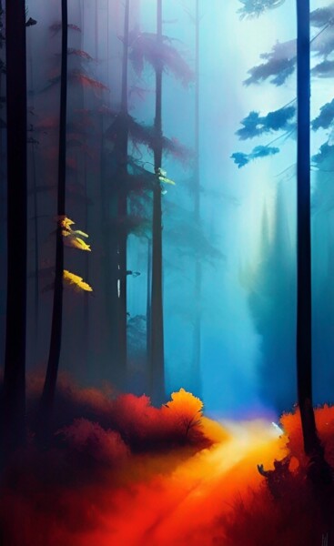 Digital Arts titled "la forêt enchantée…" by Erick Philippe (eikioo), Original Artwork, AI generated image