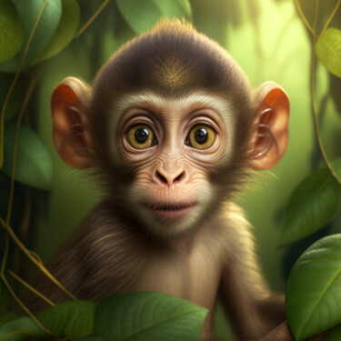 Arts numériques intitulée "le petit singe (13)" par Erick Philippe (eikioo), Œuvre d'art originale, Image générée par l'IA