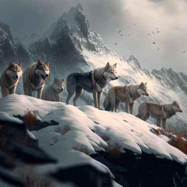 Arts numériques intitulée "les loups (61)" par Erick Philippe (eikioo), Œuvre d'art originale, Image générée par l'IA