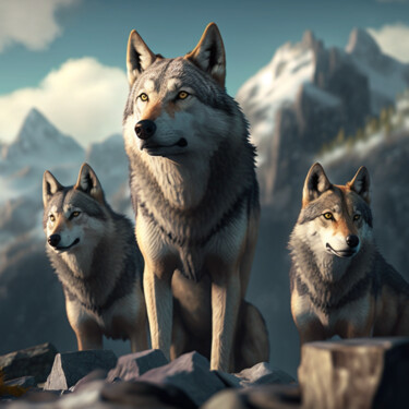 Arts numériques intitulée "les loups (79)" par Erick Philippe (eikioo), Œuvre d'art originale, Image générée par l'IA