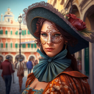 Arts numériques intitulée "Carnaval de Venise…" par Erick Philippe (eikioo), Œuvre d'art originale, Image générée par l'IA