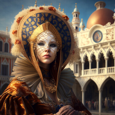Arts numériques intitulée "Carnaval de Venise…" par Erick Philippe (eikioo), Œuvre d'art originale, Image générée par l'IA