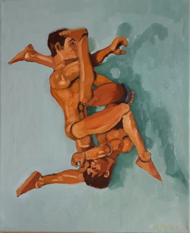 Malerei mit dem Titel "Combat-Fight n°3" von Eric Kaiser, Original-Kunstwerk, Öl