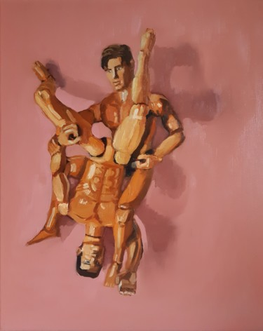 Malerei mit dem Titel "Combat-Fight n°4" von Eric Kaiser, Original-Kunstwerk, Öl
