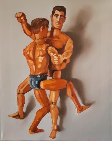 Painting titled "Combat-Fight n°7" by Eric Kaiser, Original Artwork, Oil