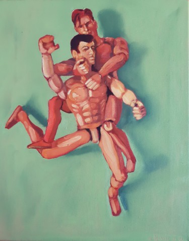 Painting titled "Combat-Fight n°8" by Eric Kaiser, Original Artwork, Oil
