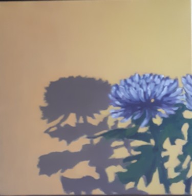 Malerei mit dem Titel "Chrysanthème bleu" von Eric Kaiser, Original-Kunstwerk, Öl