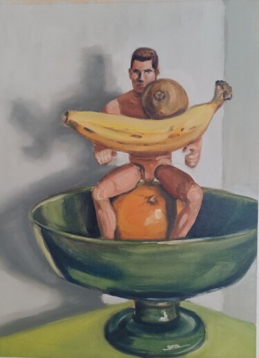 Pittura intitolato "salade de fruits/ f…" da Eric Kaiser, Opera d'arte originale, Olio