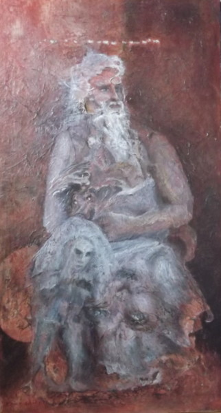 Painting titled "Zeus à travers Moïse" by Erick Vital René Francis Guihot, Original Artwork, Acrylic Mounted on Wood Stretch…