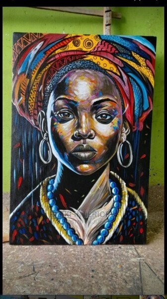 Pintura intitulada "African beuty" por Erickson Ithongo, Obras de arte originais, Acrílico