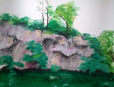 Peinture intitulée "sur le Tarn" par Eleonor, Œuvre d'art originale, Acrylique