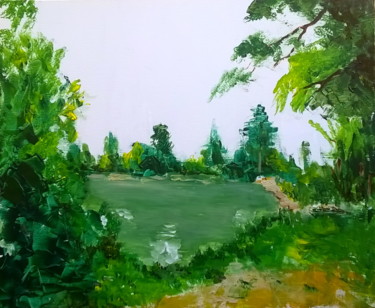 Peinture intitulée "L'étang" par Eleonor, Œuvre d'art originale, Acrylique