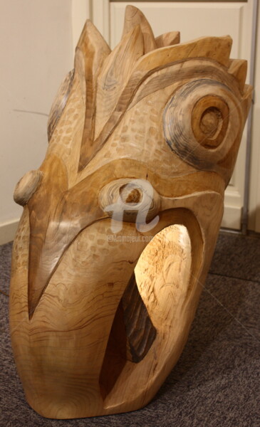 Escultura intitulada "Rapace" por Eric Rodriguez Sculpture, Obras de arte originais, Madeira