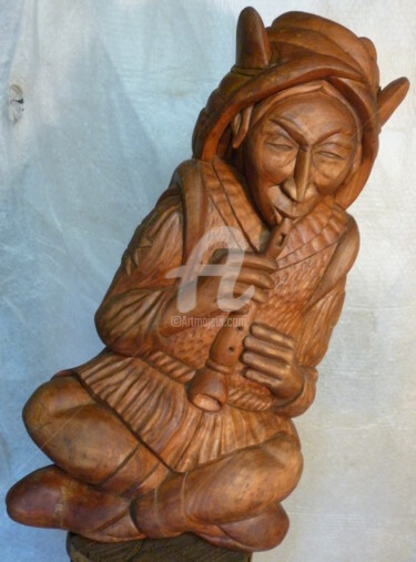 Escultura intitulada "Shaman" por Eric Rodriguez Sculpture, Obras de arte originais, Madeira
