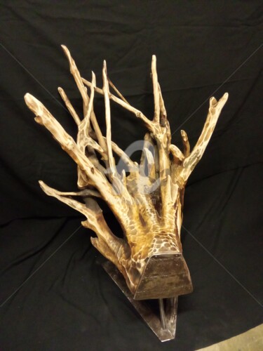 Скульптура под названием "Cerbère" - Eric Rodriguez Sculpture, Подлинное произведение искусства, Дерево