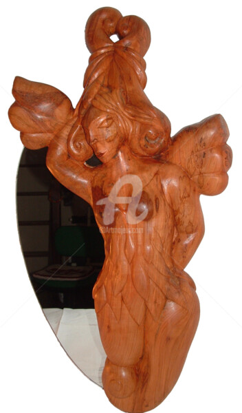 Skulptur mit dem Titel "Mélusine" von Eric Rodriguez Sculpture, Original-Kunstwerk, Holz