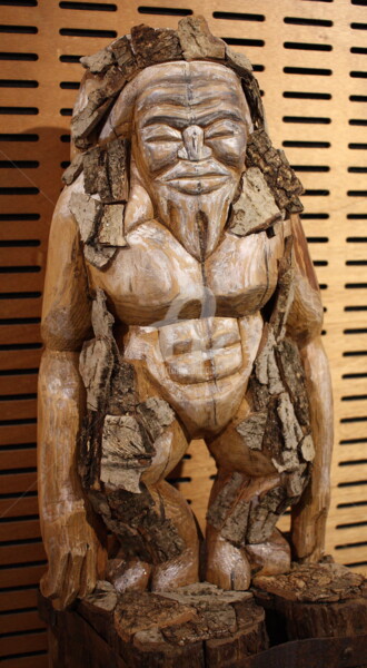 Skulptur mit dem Titel "Le Yéti" von Eric Rodriguez Sculpture, Original-Kunstwerk, Holz