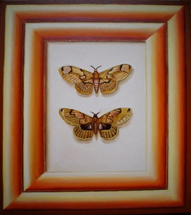 Peinture intitulée "deux papillons" par Eric Sabatier, Œuvre d'art originale, Huile