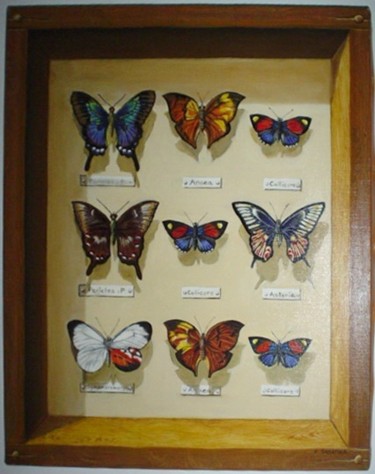 Peinture intitulée "les papillons ." par Eric Sabatier, Œuvre d'art originale, Huile