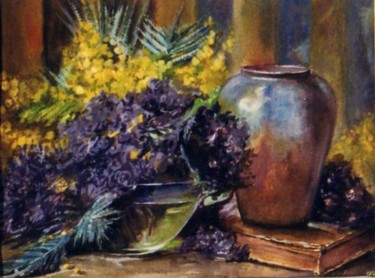 Painting titled "mimosa aquarelle d'…" by Eric Sabatier, Original Artwork