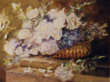 Painting titled "bouquet de roses bl…" by Eric Sabatier, Original Artwork