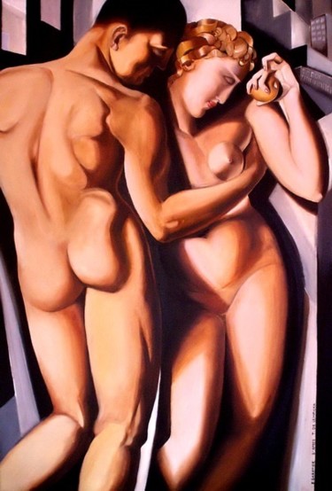 Peinture intitulée "adam et eve d'apres…" par Eric Sabatier, Œuvre d'art originale