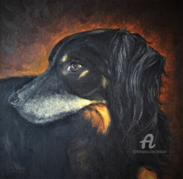 Painting titled "Sancho looking back" by Ericson, Original Artwork, Oil