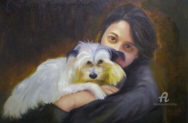 Painting titled "Lua and Gisele." by Ericson, Original Artwork, Oil