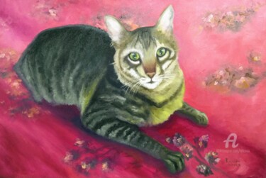 Painting titled "Thor the crazy cat." by Ericson, Original Artwork, Oil