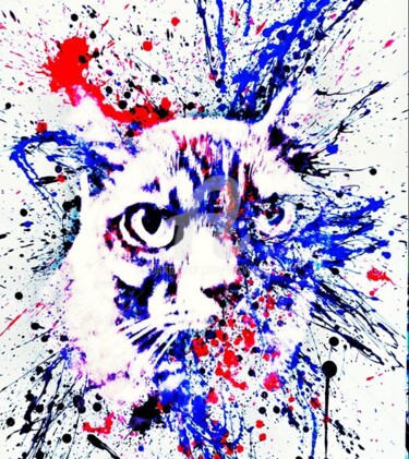 Digitale Kunst mit dem Titel "Smoky le chat de l…" von Eric Vogel, Original-Kunstwerk, Digitale Malerei