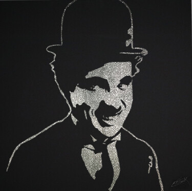 "Charlie Chaplin" başlıklı Kolaj Erik Black tarafından, Orijinal sanat, Kolaj Ahşap Sedye çerçevesi üzerine monte edilmiş