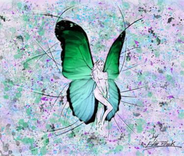 Digitale Kunst mit dem Titel "Femme Papillon 02" von Erik Black, Original-Kunstwerk, 2D digitale Arbeit