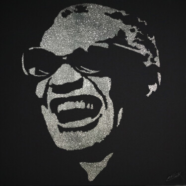 Collagen mit dem Titel "RAY CHARLES" von Erik Black, Original-Kunstwerk, Collagen Auf Keilrahmen aus Holz montiert