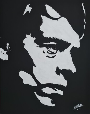 Картина под названием "Jacques BREL" - Erik Black, Подлинное произведение искусства, Акрил Установлен на Деревянная рама для…